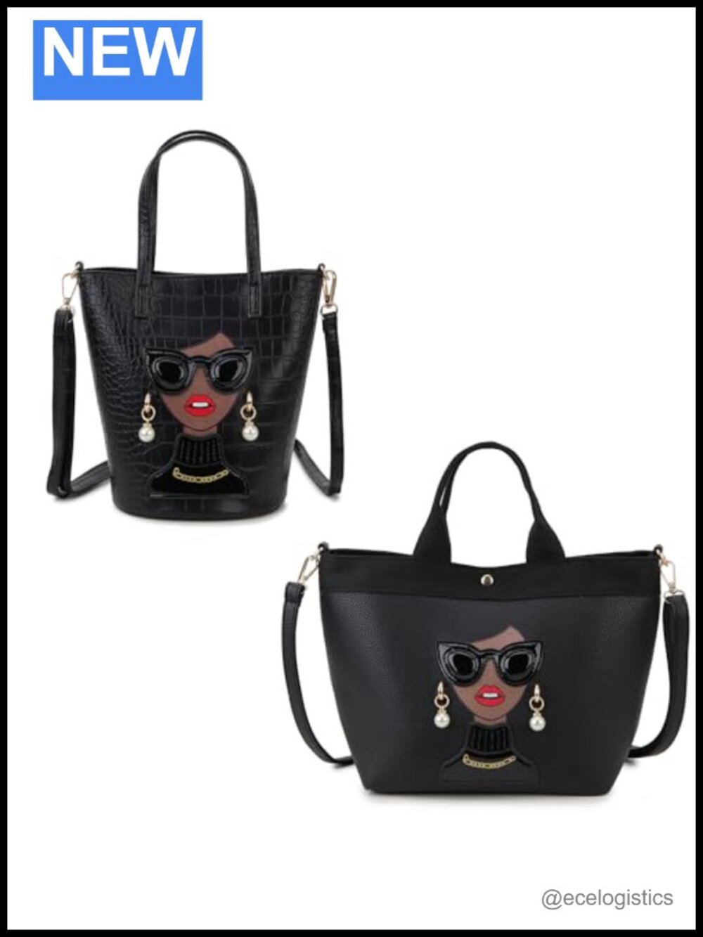 Novelty 3D Lady Face Satchel Handbag Faux Leather PU Top Handle Shoulder Bag
